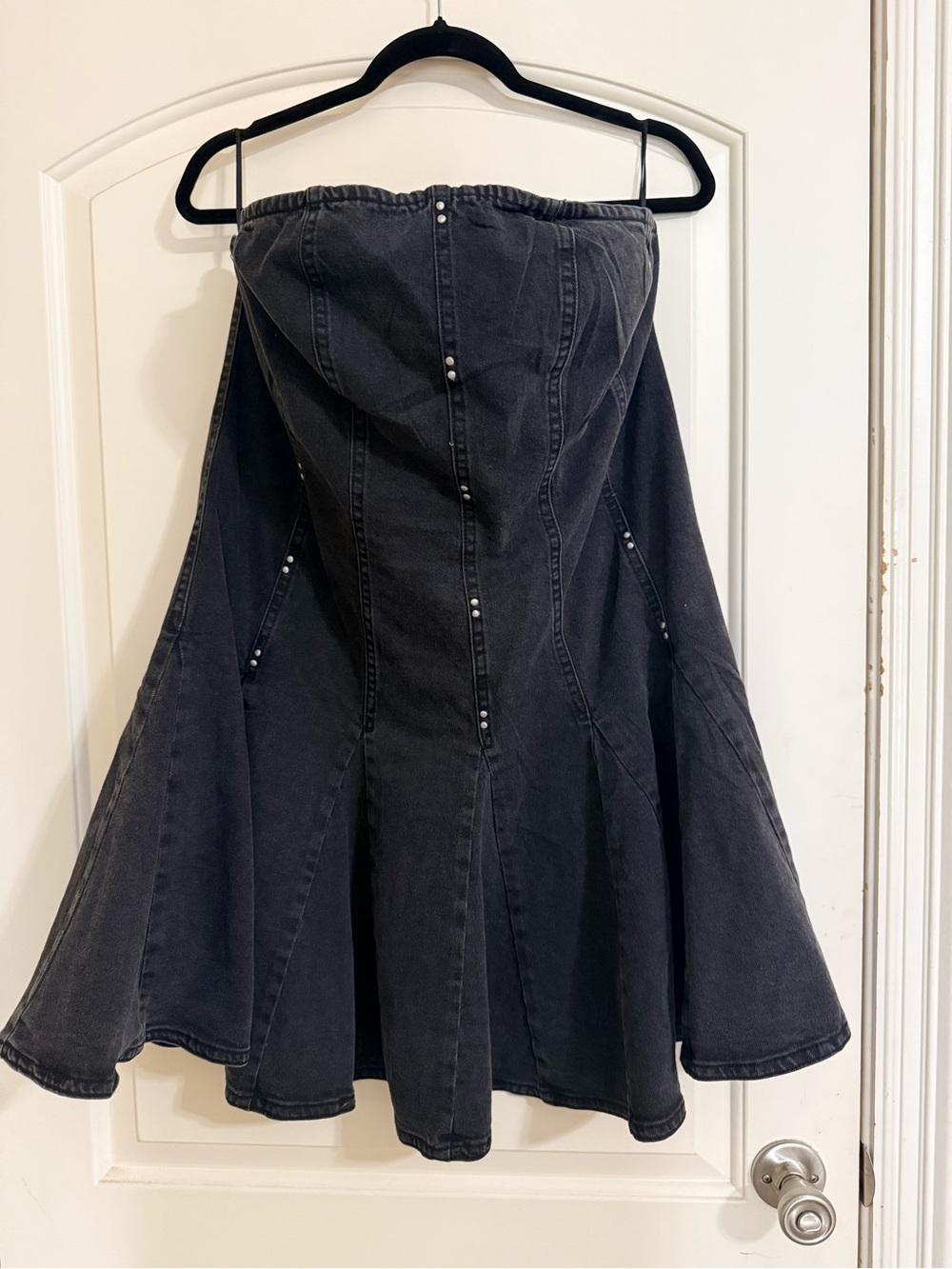 Wild Fable Strapless Black Denim Flared Dress